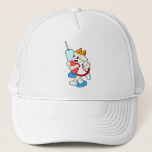 Casquette Chèvre comme infirmière à la vaccination avec seri