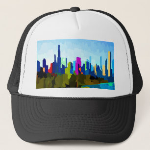 Casquette Chicago Illinois Skyline by Jon Baran