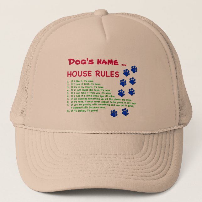 Casquette Chien à la maison - règles à suivre (Devant)