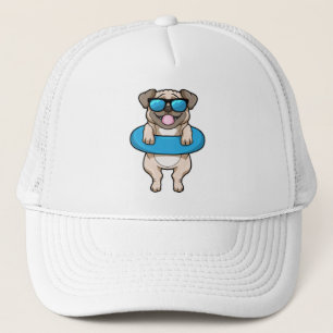 Casquette Chien à la natation avec anneau de natation et lun