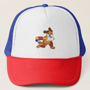 Casquette Chien au cricket avec batte de cricket