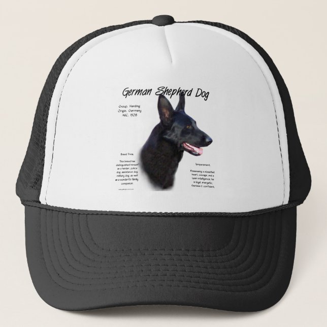 Casquette Chien berger allemand (noir) Conception de l'histo (Devant)