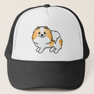 Casquette Chien caricature mignon de Poméranie orange Parti 