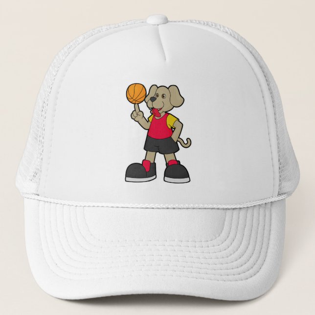 Casquette Chien comme joueur de basket-ball avec basket-ball (Devant)