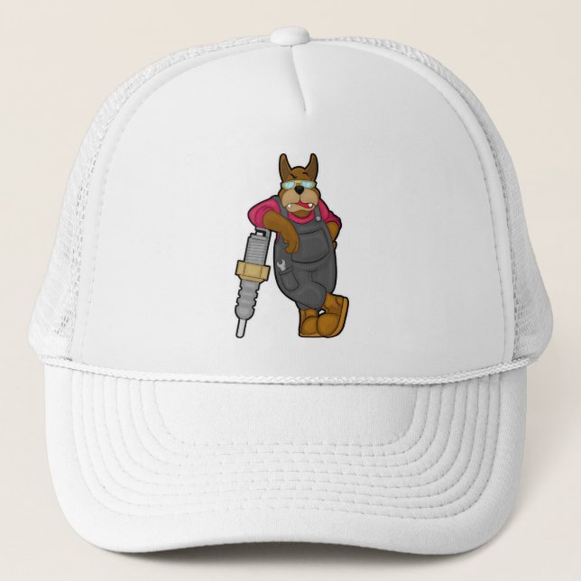 Casquette Chien comme mécanicien avec bougie (Devant)
