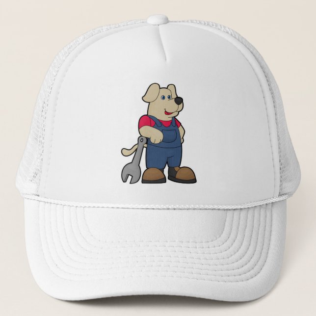 Casquette Chien comme mécanicien avec clé (Devant)