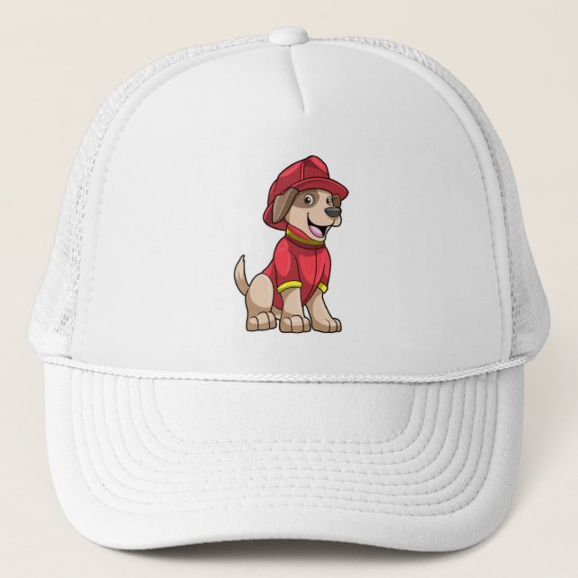 Casquette Chien comme pompier avec casque d'incendie (Devant)