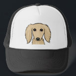 Casquette Chien crème à cheveux longs de saucisse de bande<br><div class="desc">Le casquette de l'amant parfait de Doxie. Dessin mignon de style de bande dessinée d'un teckel crème anglais à cheveux longs. Fait un grand cadeau pour la saucisse poursuivre des enthousiastes. La taille unisexe adapte la plupart des ados et adultes.</div>