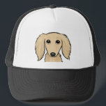 Casquette Chien crème à cheveux longs de saucisse de bande<br><div class="desc">Le casquette de l'amant parfait de Doxie. Dessin mignon de style de bande dessinée d'un teckel crème anglais à cheveux longs. Fait un grand cadeau pour la saucisse poursuivre des enthousiastes. La taille unisexe adapte la plupart des ados et adultes.</div>