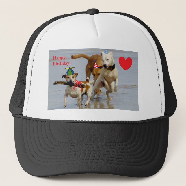 Casquette chien d'anniversaire heureux (Devant)