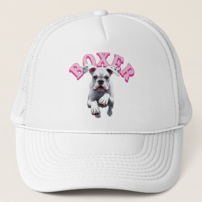 Casquette Chien de boîte blanc jouant (Devant)