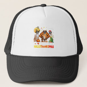 Casquette Chien de boxe Hallothanksmas Halloween Thanksgiv