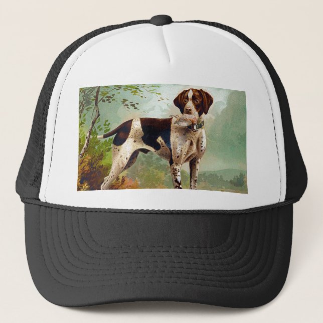 Casquette Chien de chasse avec oiseau dans la gueule (Devant)