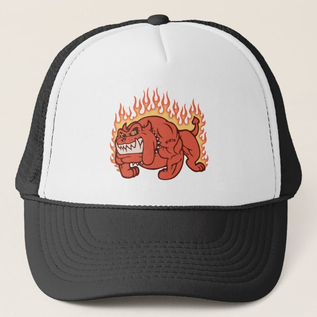 Casquette Chien de démon - flammes (Devant)