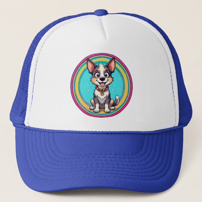 Casquette Chien de dessin animé joyeux (Devant)