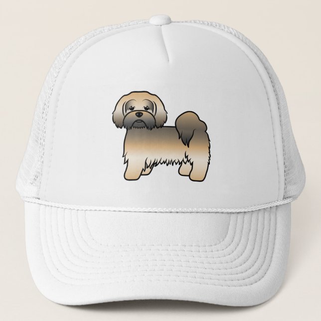 Casquette Chien de dessin animé mignon Lhasa Apso Sable Doré (Devant)