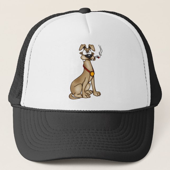 Casquette Chien de tabagisme de bande dessinée (Devant)