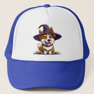 Casquette Chien d'Halloween portant un chapeau de sorcière