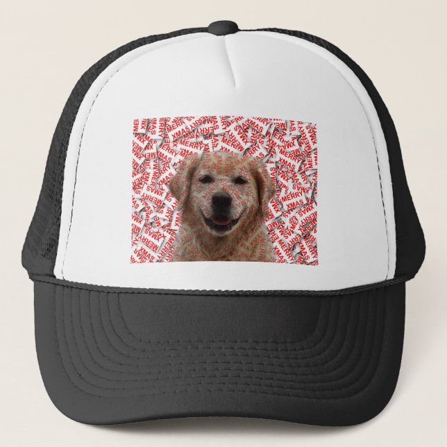 Casquette Chien d'or de rétritrice souriant de Noël (Devant)
