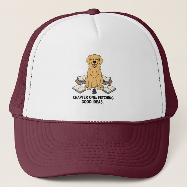 Casquette Chien écrivain Retriever doré Art calligraphique  (Devant)