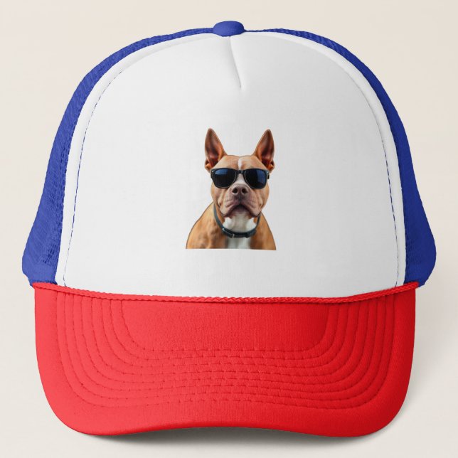 Casquette Chien en lunettes de soleil Trucker Chapeau (Devant)