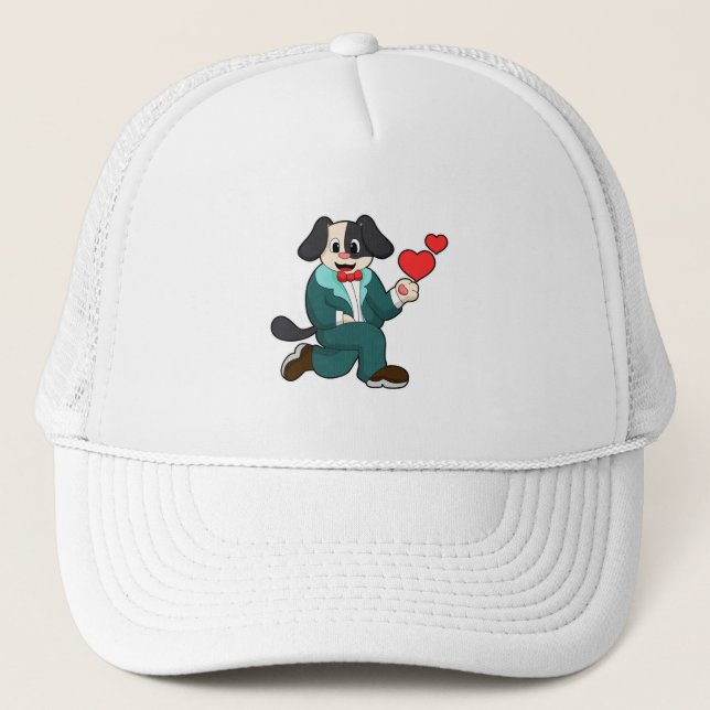 Casquette Chien en tenue de marié avec costume et cravate (Devant)