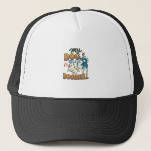 Casquette Chien Est Sonnette Aboie Blanc Bleu_1