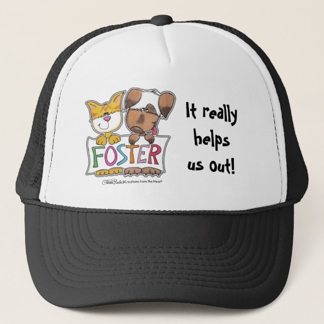 Casquette Chien et chat tiennent une bannière FOSTER (Devant)