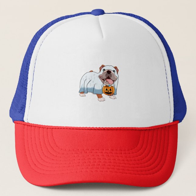 Casquette Chien fantôme Bulldog Halloween (Devant)