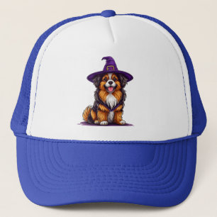 Casquette Chien joyeux portant un chapeau de sorcière