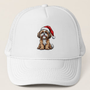 Casquette Chien mignon avec chapeau de Père Noël célébrant N