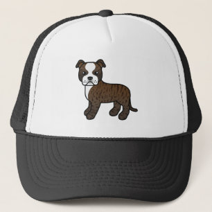 Casquette Chien Staffordshire Bull Terrier Bringé Et Blanc