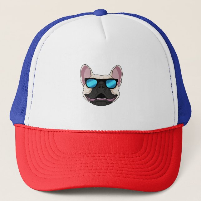 Casquette Chien-taureaux français avec lunettes de soleil (Devant)