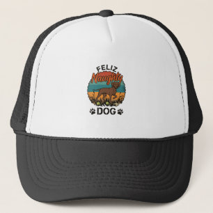 Casquette Chien Vilain Feliz Brun Soleil Rétro Empreintes de