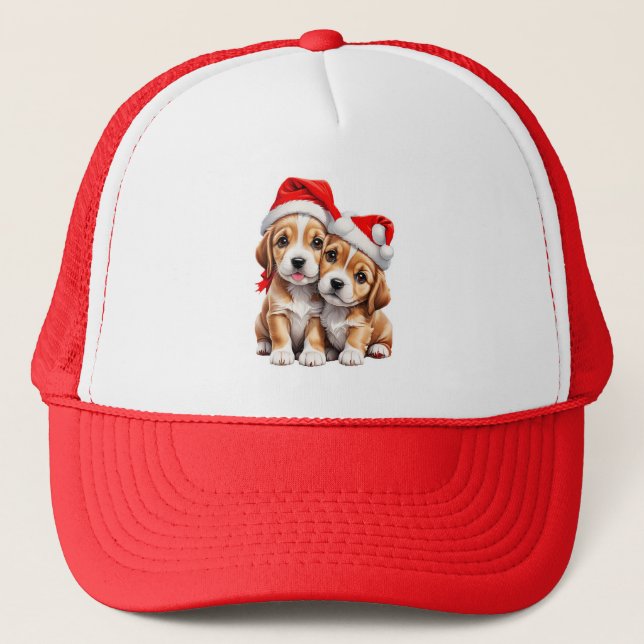 Casquette Chiens chiots de Noël (Devant)