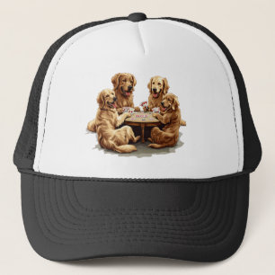 Casquette Chiens De Retriever Mignons Jouer Des Cartes