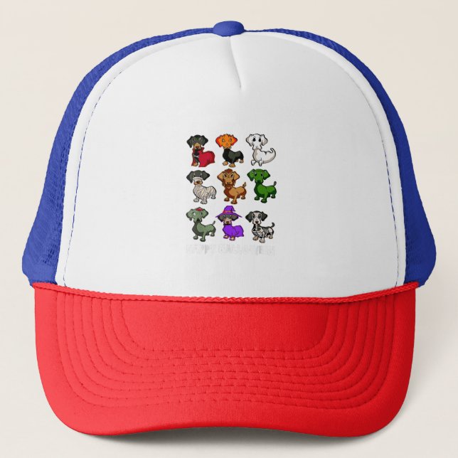 Casquette Chiens teckel Halloween Joyeux Halloween (Devant)