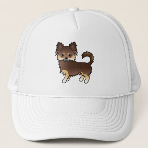 Casquette Chihuahua à poil long chocolat et fauve Chien de d