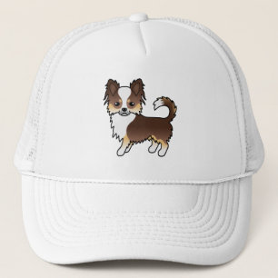 Casquette Chihuahua à poil long tricolore au chocolat Chien