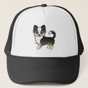 Casquette Chihuahua à poil long tricolore noir Chien de dess