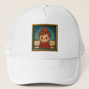 Casquette Child and Cats Portrait