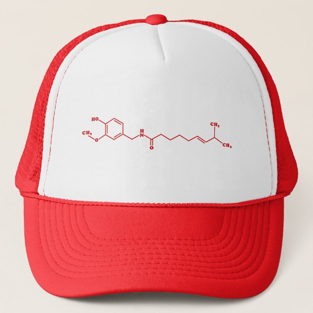 Casquette Chili Capsaicin Formule chimique moléculaire (Devant)