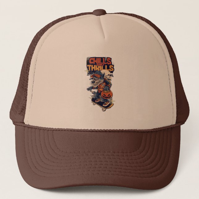 Casquette Chills and Thrills Halloween Werewolf Skateboard (Devant)