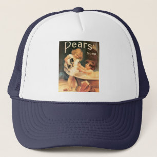 Casquette Chiot Prenant Un Bain Vintage Antique