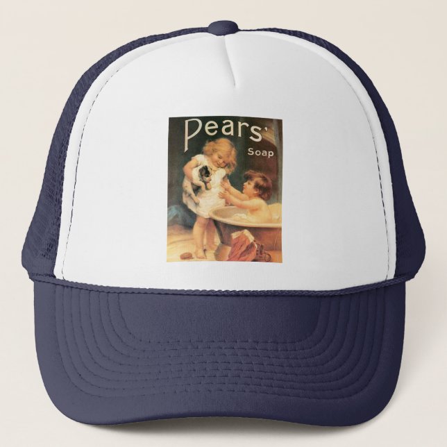 Casquette Chiot Prenant Un Bain Vintage Antique (Devant)