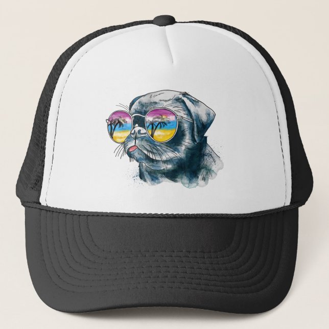 Casquette Chiot tropical d'aquarelle (Devant)