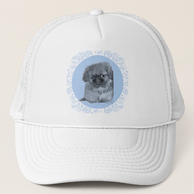 Casquette Chiots Pékinois Bleu (Devant)