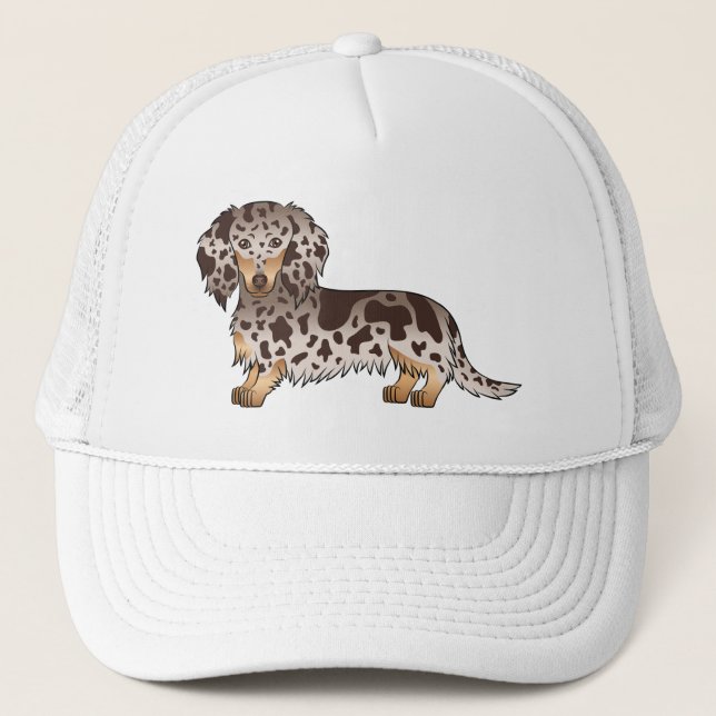 Casquette Chocolate And Tan Dapple Long Hair Dachshund Dog (Devant)