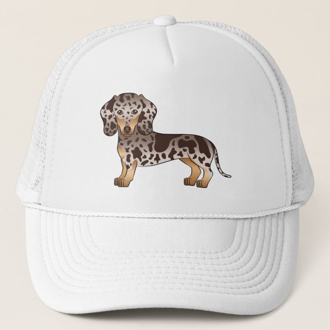Casquette Chocolate & Tan Dapple Short Hair Dachshund Design (Devant)