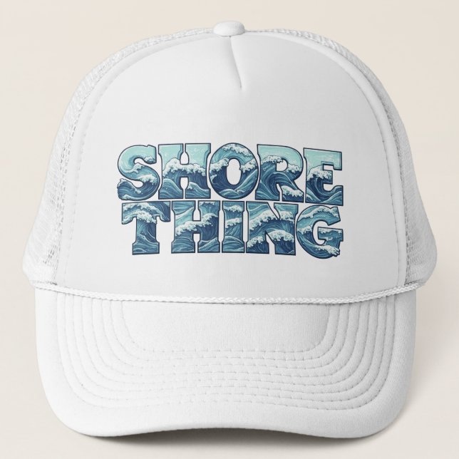 Casquette Chose assurée | Vagues de l'océan bleu rétro graph (Devant)